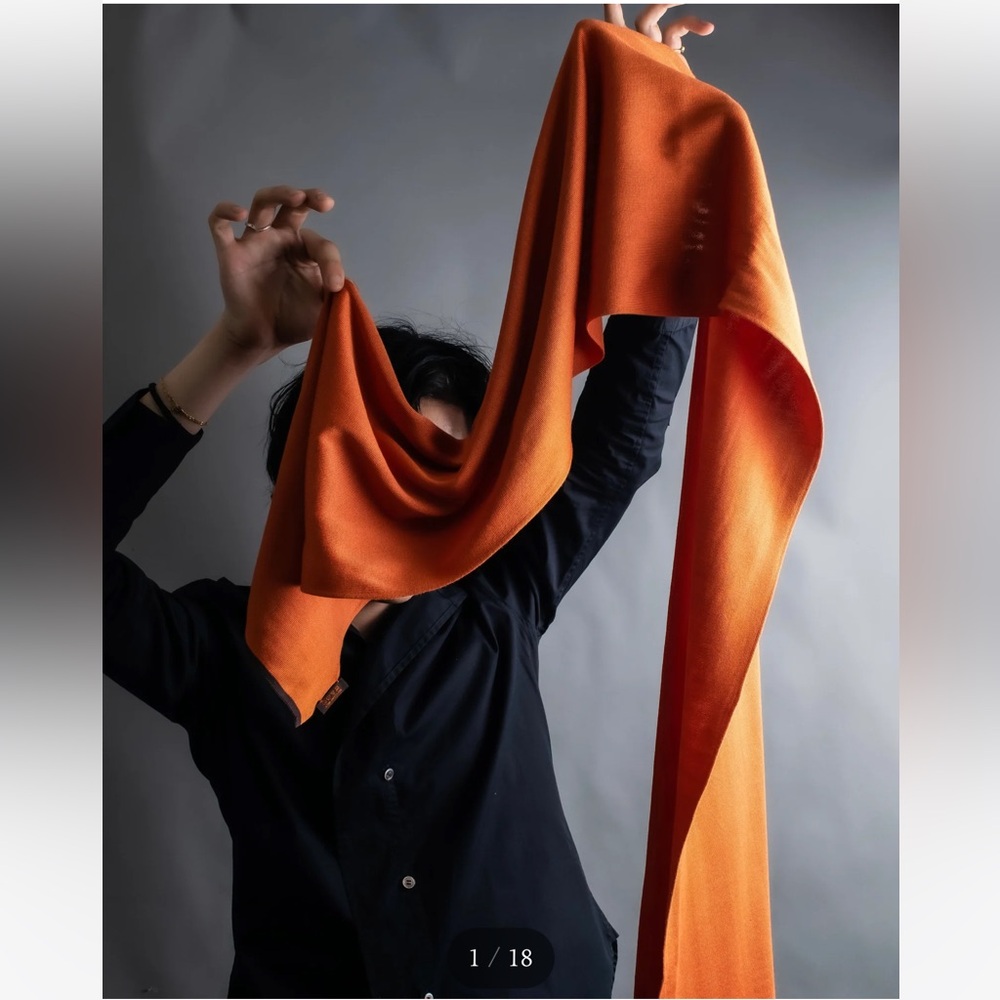 Hermes orange color silk stole
